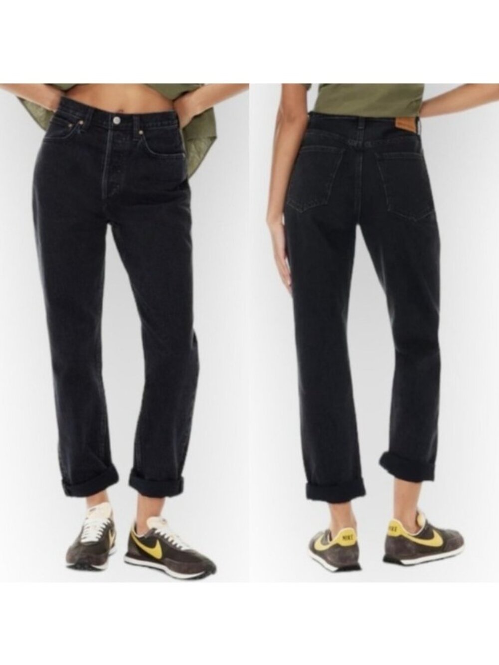 Aritzia Denim Forum The Boyfriend BF High Rise Loose 28L Jean 25 Black Slouchy